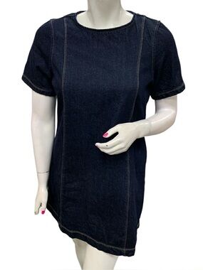 Old Navy Dark Denim Short Sleeve Shift Top Size L